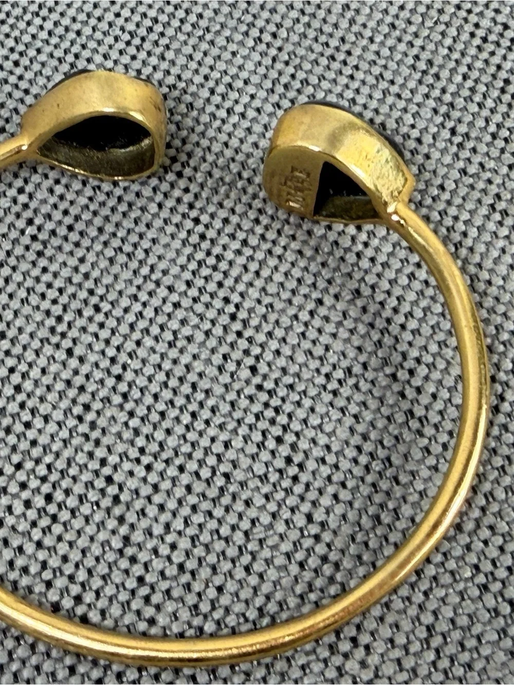 MARGARET ELIZABETH Black Druzy Teardrop Open Cuff Bracelet